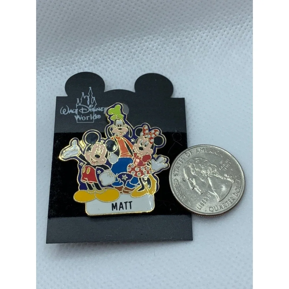 Vintage NWT Pre-2000 Name Matt Disney Pin Trading on card Fab Five Mickey Mouse